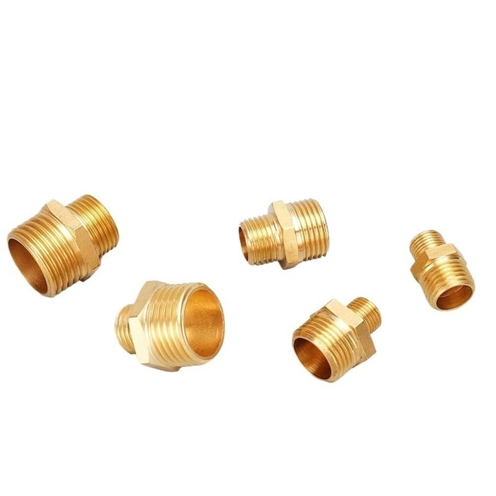Connettore accoppiatore, Nipplo Esagonale in Ottone Adattatore Attacco rapido Connettore filettato Olio Acqua Filettatura BSP da 1/8-1 Pollice(1inx1/2inx35mm)