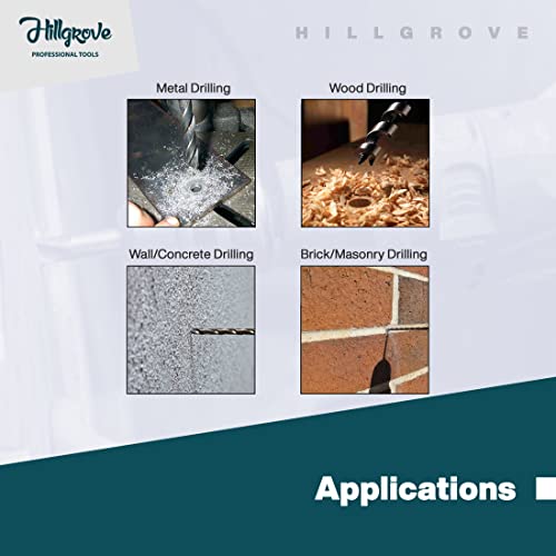 Image of Hillgrove HGCM1014M1 500W Power Drill Machine with 9Pcs All Type Drill Bits for Making Holes in Metal /Wood /Concrete Pistol Grip Drill (10 mm Chuck Size)