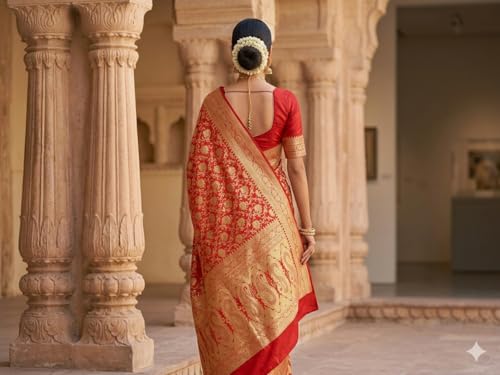 Generic red banarasi silk saree – image 3