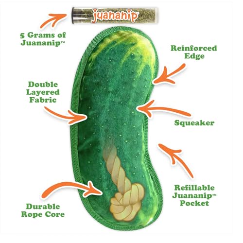 Image of Doggijuana Dill Pickle & Chicken Wing Dog Toy Bundle | 2 Pack, Squeaky | Refillable squeaky plush dog toy + organic calming catnip; eases anxiety, stress & storms; drug-free, hand-harvested