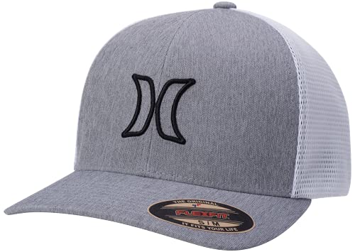 Image of Hurley Mens Trucker Hat - Lightweight Breathable Stretch Mesh Back Curved Bill Baseball Cap with 3D Front Icon Logo