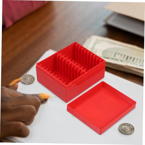 Caja plástica portátil para almacenar monedas color rojo miniatura 4