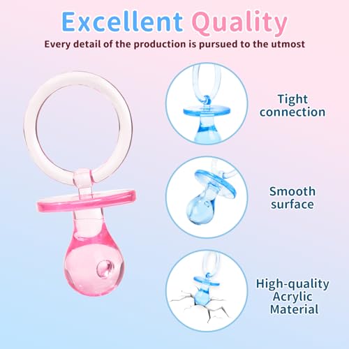 Image of Pacifiers for Baby Shower Game, 36 Plastic Pacifiers for Baby Shower Decoration DIY, Large Size Baby Shower Pacifiers, Gender Reveal Party Table Scatter /Hunt Baby Shower Game Props(Blue&Pink, 2.75 in)