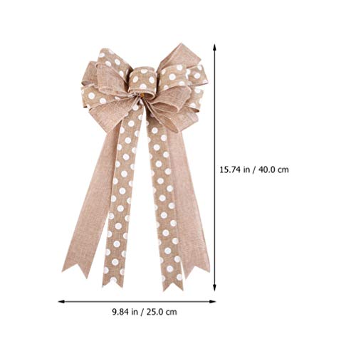 Amosfun 2pcs Christmas Burlap Bows Bowknot Christmas Tree Toppers Xmas Holiday Tree Decorations Ornaments - Image 3