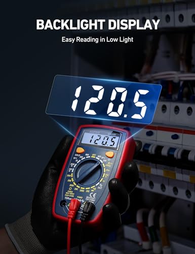 AstroAI Digital Multimeter Voltmeter Ohmmeter Ammeter Multi Tester Meter with Backlit LCD Electronic Test Meter Measures Voltage, Current, Resistance; Tests Continuity, Diode（Blue）