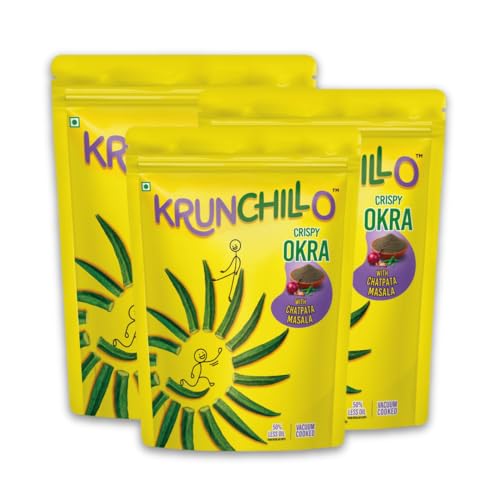 Image of Krunchillo - OKRA Chatpata Masala Flavour Chips 150g |Healthy Snacks | High Protein | Source of Fiber |Assorted Pack (Pack of 3)