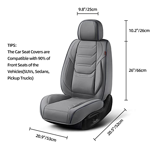 Image of TIEHESYT Car Seat Covers Full Set, Breathable Leather Automotive Front and Rear Seat Covers, Car Seat Protectors Full Set, Compatible with Most Vehicles, SUV (Graceful Gray, Front Pair)
