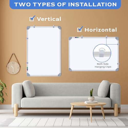Image of Eduway 1.5x2 Feet Kunj Non-Magnetic Double-Sided White Board and Chalkboard Combo with 1 Marker and 1 Duster | Ideal Use for Home, Office, with Sliding Hanging Clips, Robust Aluminum Frame (59x41cm)