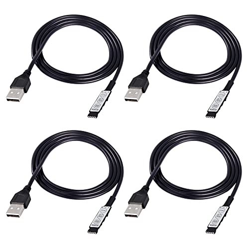 XMSJSIY DC 5V Led Dimmer USB RGB Led Controller 3 Keys Multi-Colour Led Strip Light Connector Switch Cable - 1M/3.28FT 4PCS