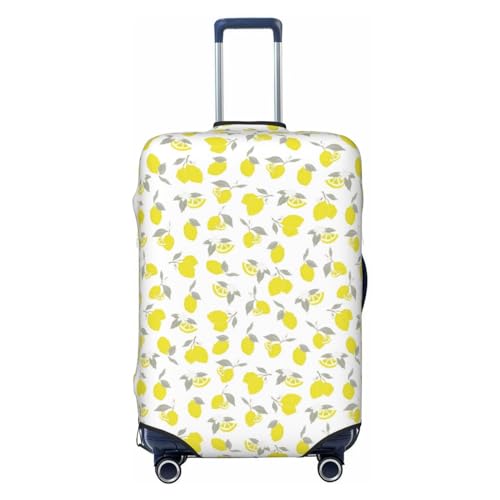 Yellow Lemon Leaves Print Luggage Covers For Suitcase,Elastic Washable & Stretchable Suitcase Covers For Luggage, Anti-Scratch - Fits 18-32 Inch Luggage-No Luggage Included