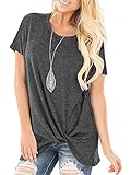 Stil: Damen-Tops, Damen-T-Shirts, kurzärmeliges Hemd, Blusen für Damenmode, Damenhemden vorne gedrehter Knoten, Tunika-Hemden für Damen