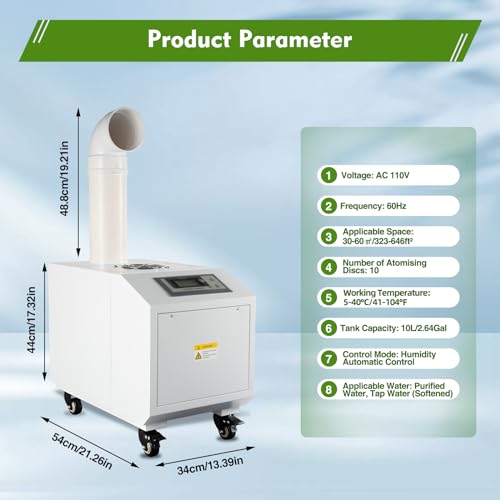 Ultrasonic Humidifier Industrial Textile Humidifier Commercial Whole House 3kg/h?With 10 Atomizing Discs Capable, Used For Seedling Center, Fresh Storage Of Agricultural Products