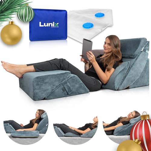Lunix 6pcs Orthopedic Bed Wedge Pillow Set, Post Surgery Memory Foam for Back, Neck, and Leg Pain...