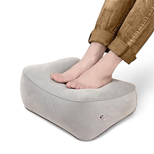 Almohada Inflable Ligera para Pies, Diseño a Prueba de Fugas, Almohada para Piernas y Rodillas para Viajes, Camping, Adultos y Niños, Terciopelo de PVC (Gray)