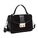 Miss Lulu Damen Tasche Henkeltasche Mittelgro&szlig; Umh&auml;ngetasche Tasche mit Kunstleder und Wildleder Vintage Flap Handtasche Crossbody Bag mit ovaler Metallverzierung Elegant Exquisit
