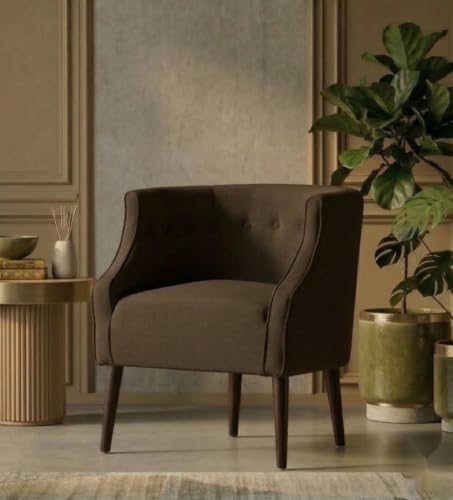 Image of Velum 3 Seater Sofa for Living Room & Office | Premium Fabric Upholstery | Solid Wood Frame | Comfortable Seating | 3 Years Warranty (Dark Brown, Chair)