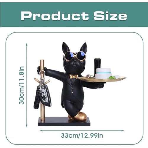 Statue de bouledogue français avec plateau d'accueil au design chic et finition soignée - 4