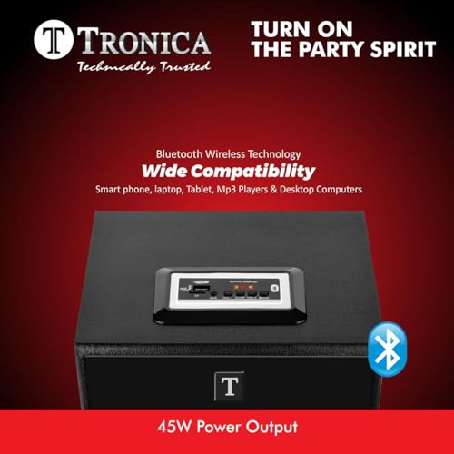 TRONICA Home Theater MADHELL 2.0 Bluetooth Speaker System with 45W RMS Stereo Sound, Display & Remote 220V AC Operational, Home Audio Speaker System 5 4130uZ6ChML
