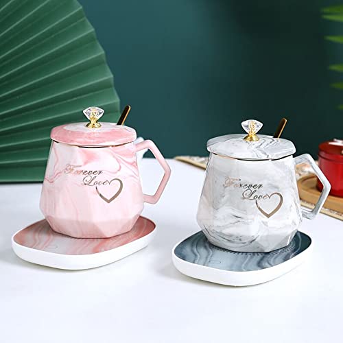 Coffee Mug Warmer,Beverage Warmer ,Auto On/Off Gravity-Induction Coffee Tea Water Milk Warmer Plate With Ceramic Cup Set For Office Home Use (Pink A) #TOP3