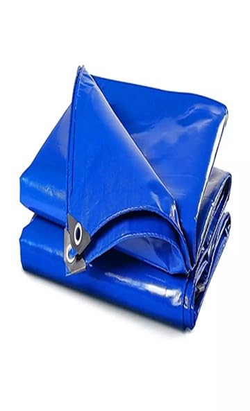Image of Heavy Duty PVC Blue Tarp 380 GSM - 8' X 30' Waterproof Tarp 380 GSM - Multipurpose Outdoor Tarpaulin for Camping, Canopy, Trailer, Equipment Cover