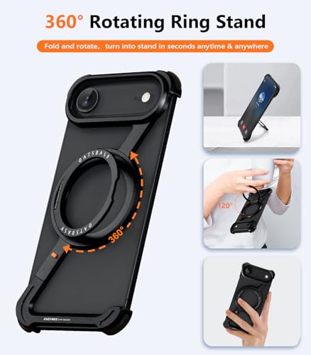 Coque iPhone Air minimaliste noire : le support rotatif idéal pour vos vidéos de bureau