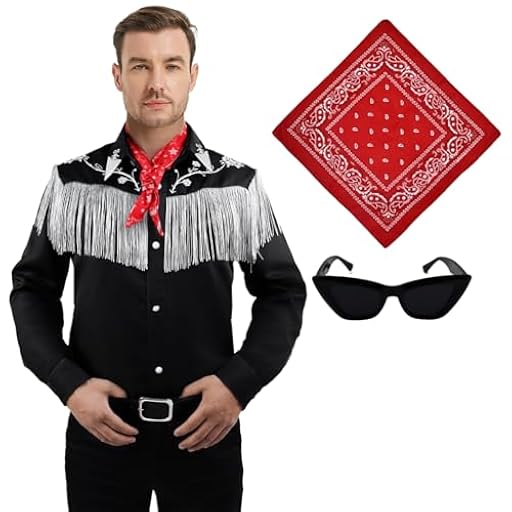 Coseaon Disfraz de vaquero para hombre y adulto, cosplay con camisa, corbata, cinturón, Halloween, carnaval, traje, negro (negro, 3XL) | Ya disponible en tu tienda friki favorita! En mundofriki.es! Coseaon Disfraz de vaquero para hombre y adulto, cosplay con camisa, corbata, cinturón, Halloween, carnaval, traje, negro (negro, 3XL) | Ya disponible en tu tienda friki favorita! En mundofriki.es!