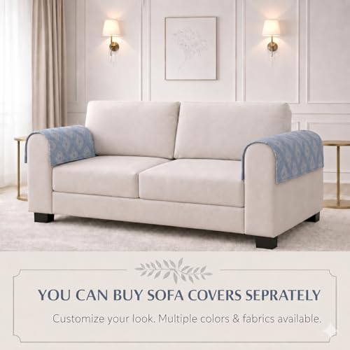 Image of STITCHNEST 'Verdant Rekhika Stories' Sofa Armrest Cover | Elegant Jacquard Fabric, Washable & Durable for Modern Living (18 x 22 Inches)