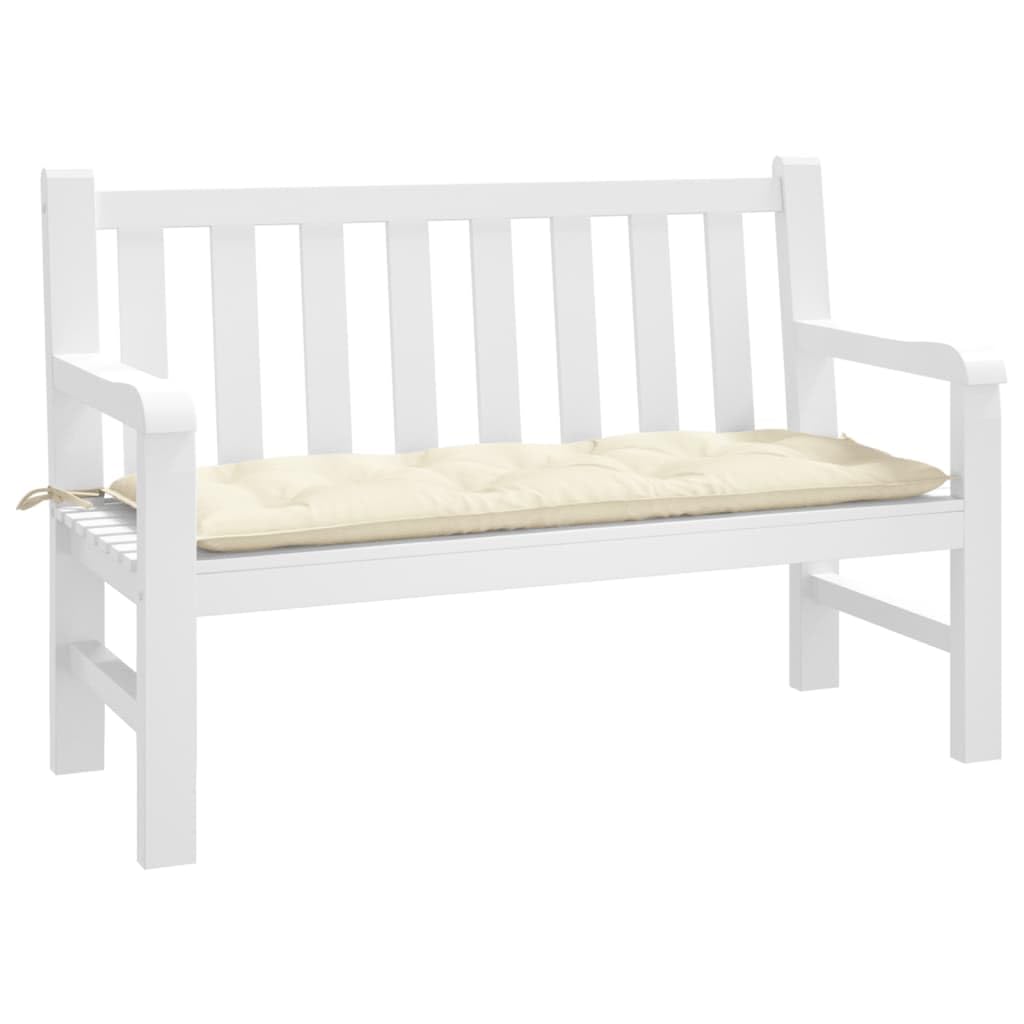 Cuscino per Panca da Giardino Crema 120x50x7 cm | Imbottitura morbida traspirante con laccetti di fissaggio per panche da patio e terrazzo