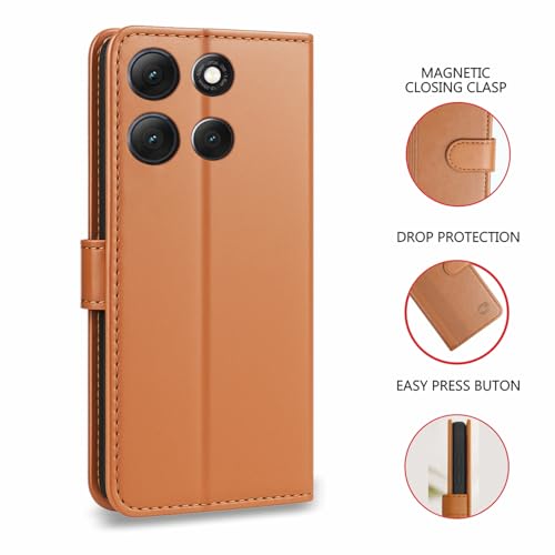 Image of AIBEX Shock Proof Flip Compatible for Motorola G86 Power 5G Flip Cover Leather Finish | Inside TPU with Card Pockets | Wallet Stand | Complete Protection Flip Case- Brown