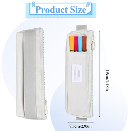 Image of Pencil Holder, Elastic Pen Holder for Notebook, Cute Pencil Case, Stationery Zipper Bag, Bible Planner Accessories, Reusable Pen Sleeve Pouch for Hardcover Journals, Notebooks, Pad (White)