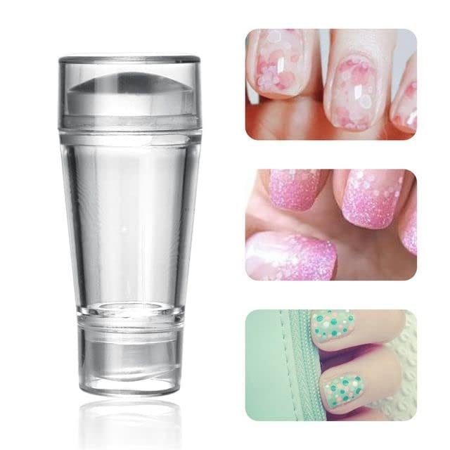 KMSRV Nail Art Dual Stamper, Clear Silicone Stamping Jelly with Scraper, Transparent Visible Body, Nail Stamper Kit DIY Nail Art Tools (Clear) 2
