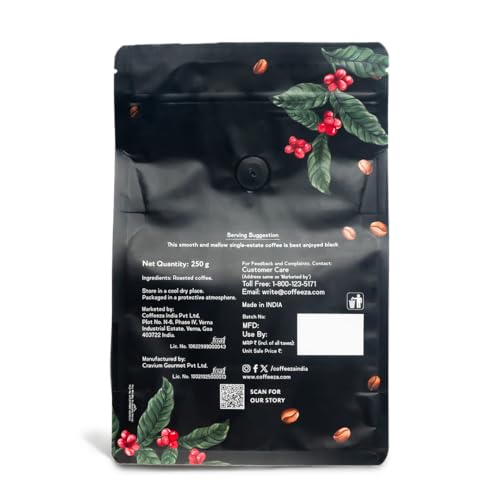 Image of COFFEEZA Ground Coffee - Coarse Grind - Mysore Nuggets Single Estate - Pack of 3 (250g Each) - Dark Roast 100% Arabica Ground Coffee Powder