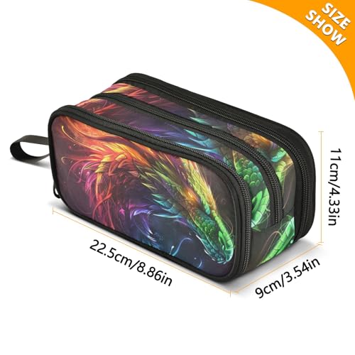 Image of Bolaz A Rainbow Dragon Pencil Case Large Capacity Pen Bag with Compartment Students Stationery Organizer Pencil Pouch Marker Case for School Office Work