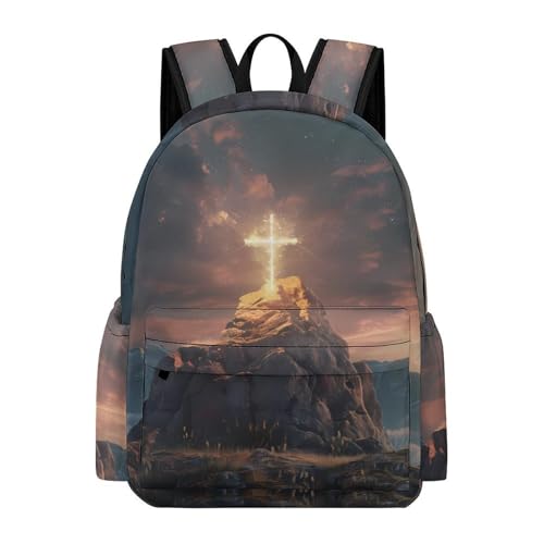 Jesus Cross 3D Print Travel Backpack Lightweight Laptop Backpack Casual Daypacks Shoulder Purse Bags for Men Women