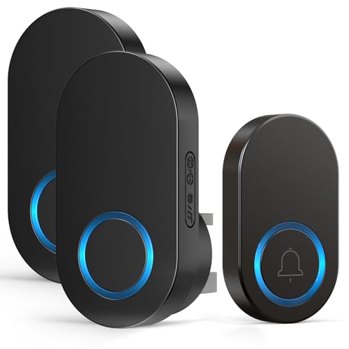 Vexloria Wireless Doorbell with Receiver 150M Long Range Door Bells Battery Operated Door Chime kit with 60 Melodies 4 Volume Levels LED Flash-White