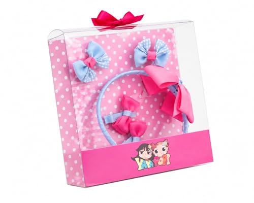 Image of BABIES BLOOM Designer Red Hair Bow, Baby Headband and Hair Accessory Set (Set of 5) (Blue Pink)