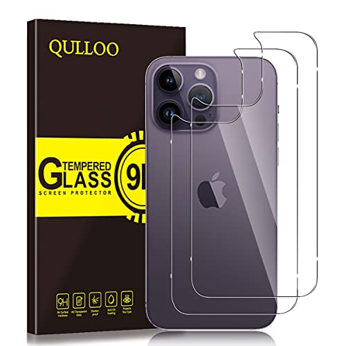 QULLOO Rückseite Schutzfolie für Panzerglas für iPhone 14 Pro, 9H Härte Zurück Panzer Schutz Glas Hinten Schutzfolie HD Klar Rückseite Folie für iPhone 14 Pro - 2 Stück