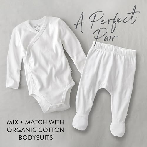 Image of HonestBaby Baby 3-Pack Footed Pants Roomy Fit Pull on Bottoms 100% Organic Cotton for Infant Baby Boys, Girls, Unisex