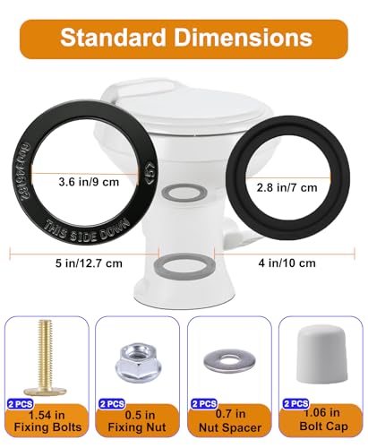 Image of RV Toilet Seal Kit Replacement for Dometic 300 310 320, RV Toilet Parts Includes 385311652 Base Seal & 385311658 Flush Ball Seal with Mounting Hardware, RV Toilet Replacement Parts for Camper Trailer