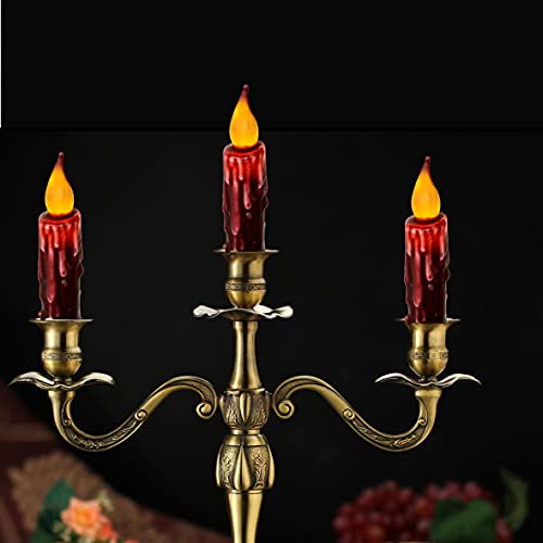 Lincountry Primitive Burgundy Wax Battery Operated Taper Candles With Timer,6 Inch Flameless Taper Candle Flickering Flame,Dripless Led Taper Candle,Christmas Halloween Decor thumb #1