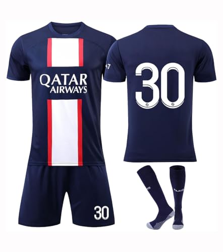 Tkcumwcz Fußballtrikot für Kinder, Fussball Trikot Kinder, Fussball Jersey Football Trikots, Kurzarmtrikot Shorts Set, Fußball Trikot Set mit Socken, Fußballbekleidung Nr.30