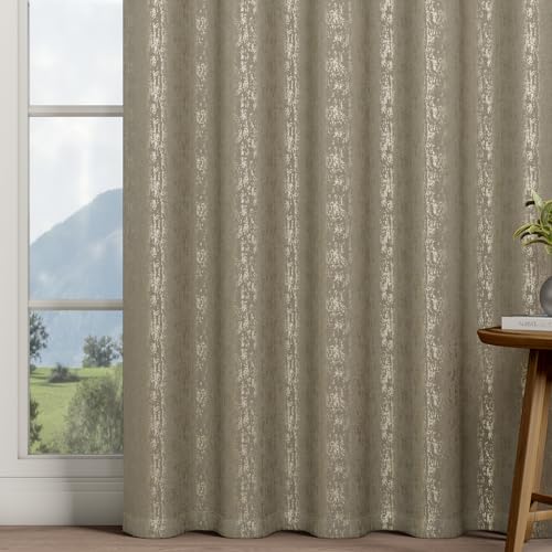 Image of Wakefit Jacquard Room Darkening Curtain | Light Blocking Upto 70% | (7 x 3.9 ft) | Door Curtain | Set of 2 | Reduces Noise | Machine Washable | Smash |Stripe Taupe