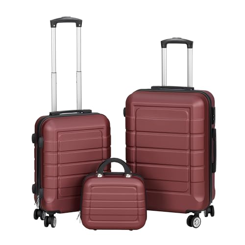 Juego o Set de 3 Maletas de Viaje Oferta- 4 Ruedas Dobles giratorias- Neceser - Maleta de Cabina - Equipaje de Mano- Cerradura TSA- Ligeras- ABS- Ryanair - Resistentes- Ligeras- Asa telescópica