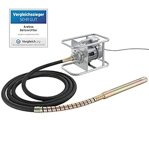Arebos Betonrüttler | 1500 W | Innenrüttler | Handrüttler | Rüttelflasche | Flaschenrüttler | 6 m Kabel | Elektrisch | flexible Welle | Dauerbetrieb