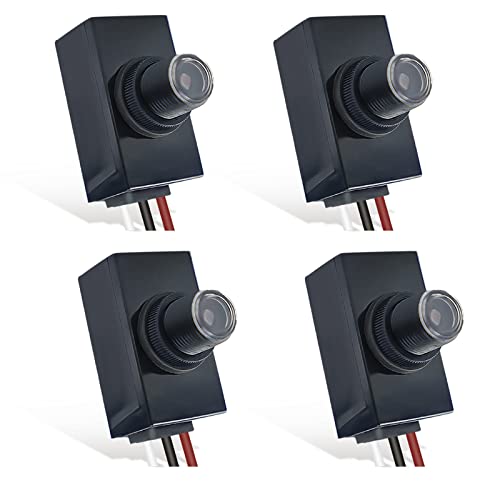 4 Packs Dusk to Dawn Sensor for Outdoor Lighting 110-240V Photoelectric Switch Photocell Light Sensor for Outdoor Lighting Fixtures, Bonlux Hardwired Post Eye Light Control with Photocell Light Sensor