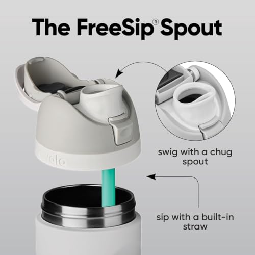 Image of Owala Kids FreeSip Insulated Stainless Steel Water Bottle with Straw for Sports, Travel, and School BPA-Free Sports Water Bottle, 16 oz, Shy Marshmallow