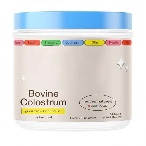 Calostro Bovino En Polvo: Suplemento Para La Salud Intestinal Y El Sistema Inmunitario, Alto En Proteínas, Rico En Lácteos, De Animales Alimentados Con Pasto, 54 G Para El Bienestar Digestivo(108g)