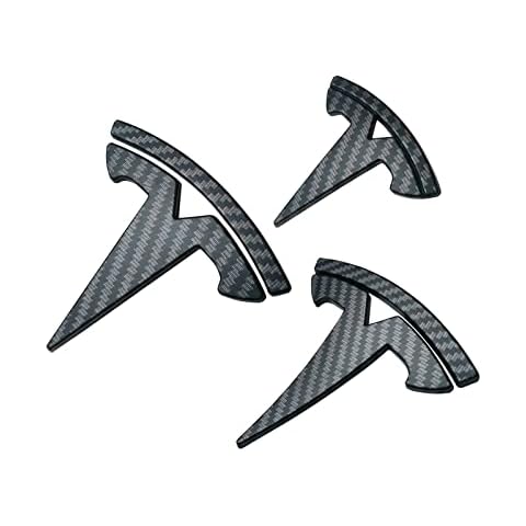 YHCDSEA Model 3 Steering Wheel/Front Trunk/Rear Trunk Logo Cover Sticker Badge Decals 3Pcs/Set for fit Tesla Model 3 Emblem Accessories (Matt Carbon Fiber Pattern) Cover