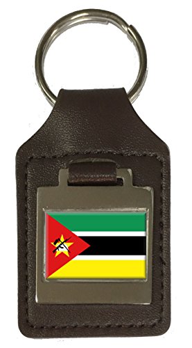 Porte-clés en cuir gravé drapeau mozambique idée cadeau originale
