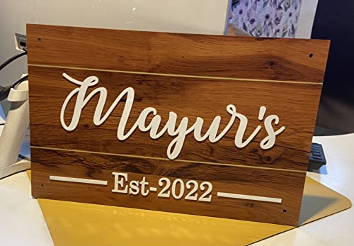 The Grandeur Wood Rectangular Shape Name Plate (Brown_40 x 25 cm)